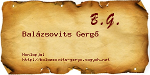 Balázsovits Gergő névjegykártya
